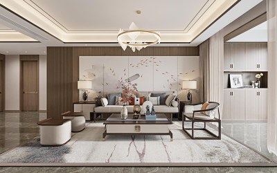 新中式客餐厅3D模型下载